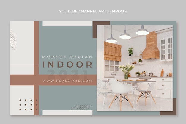 Flat design geometric real estate youtube channel art