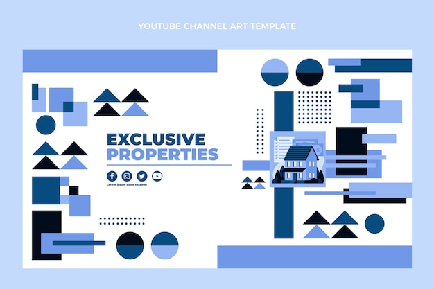 Free vector flat design geometric real estate youtube channel