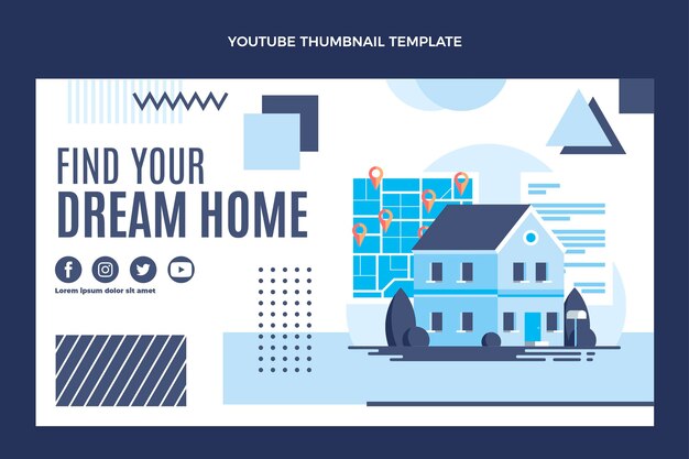 Flat design geometric real estate youtube thumbnail