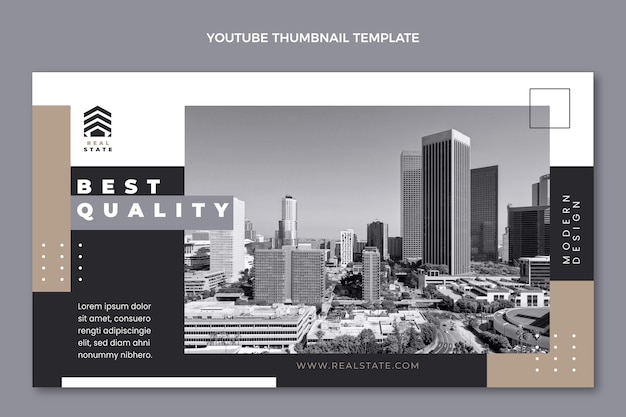 Free vector flat design geometric real estate youtube thumbnail