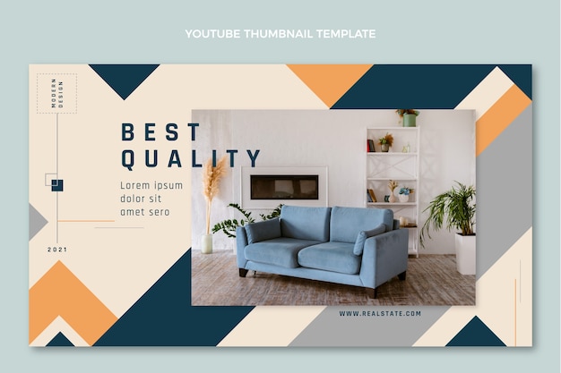 Flat design geometric real estate youtube thumbnail