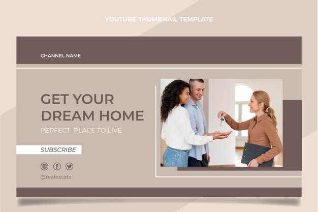 Free vector flat design geometric real estate youtube thumbnail