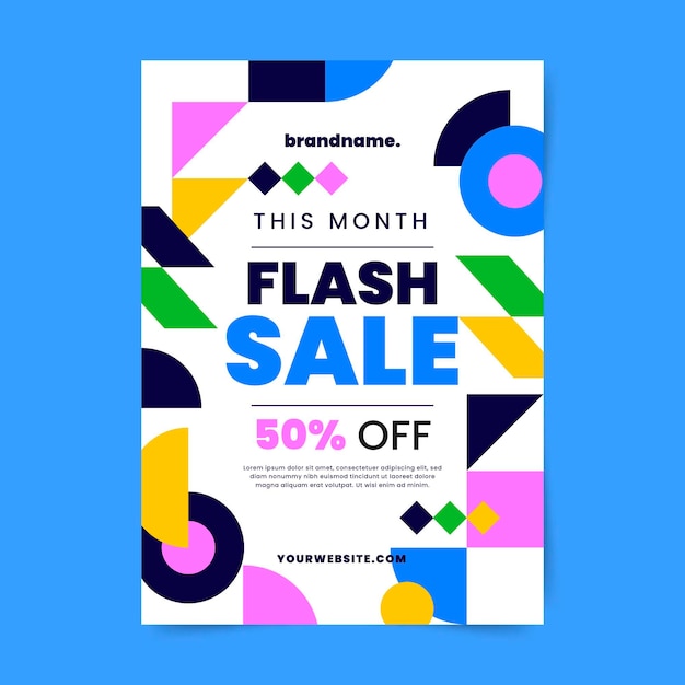 Flat design geometric shapes sale poster