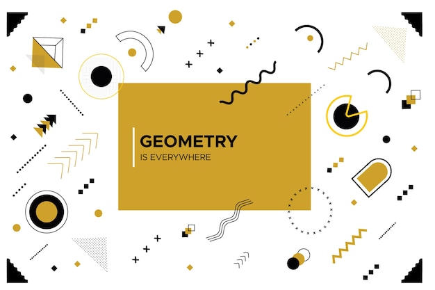 Плоский дизайн геометрических фигур и белый фон