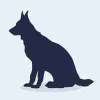 Free vector flat design german shepherd silhouette illustration