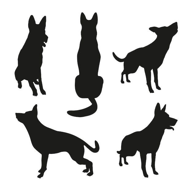 Free vector flat design german shepherd silhouette illustration