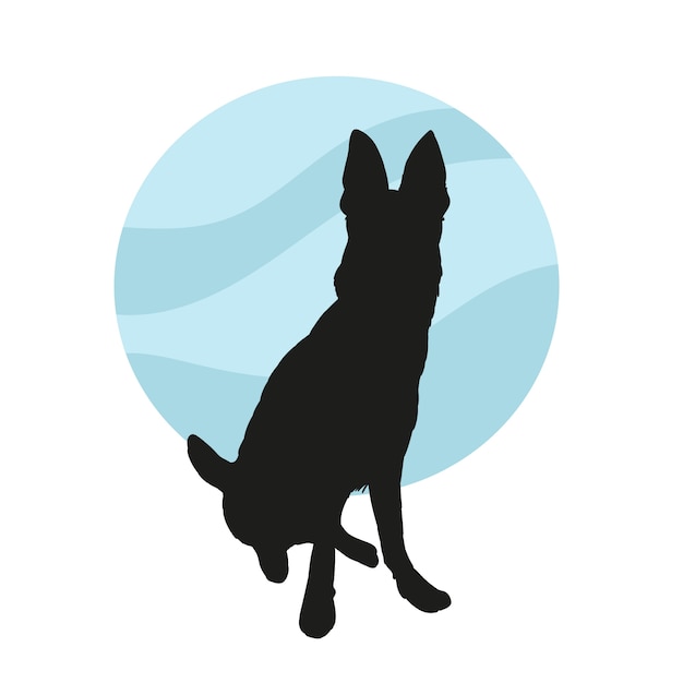 Flat design german shepherd silhouette