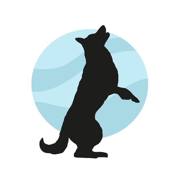 flat design german shepherd silhouette
