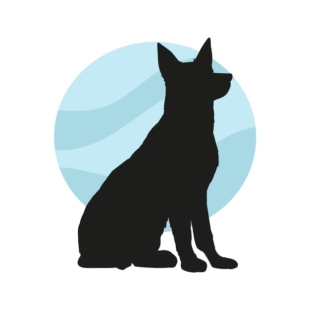 Flat design german shepherd silhouette