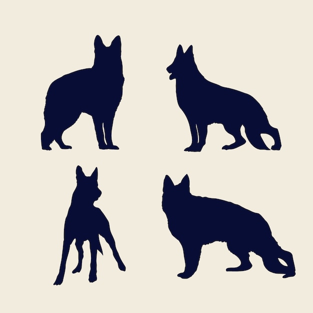 Flat design german shepherd silhouette