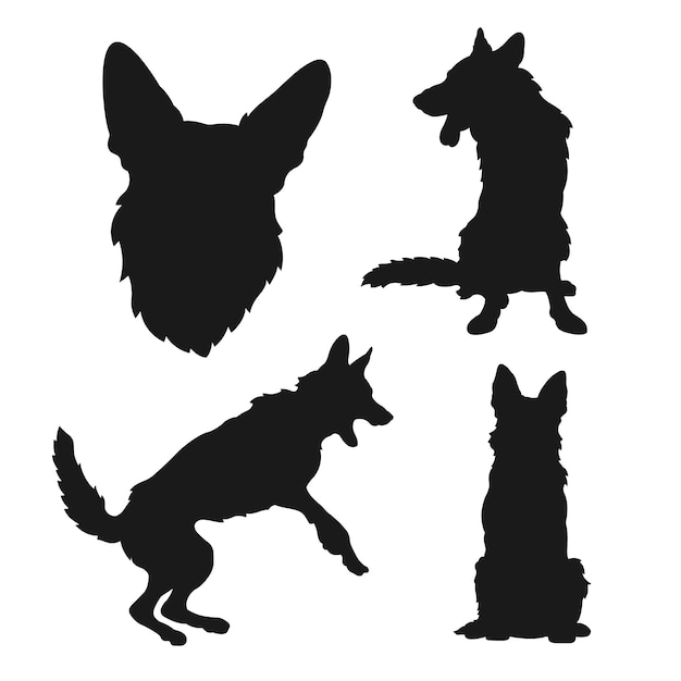 Free vector flat design german shepherd silhouette