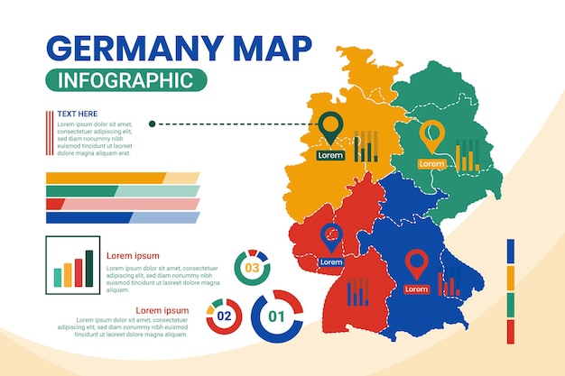 Free vector flat design germany map infographic