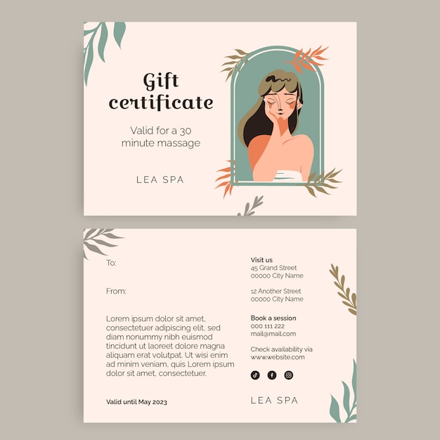 Flat design gift certificate template