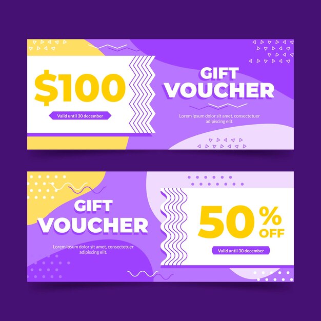 Flat design gift voucher banners template