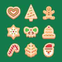 Free vector flat design gingerbread cookies collection