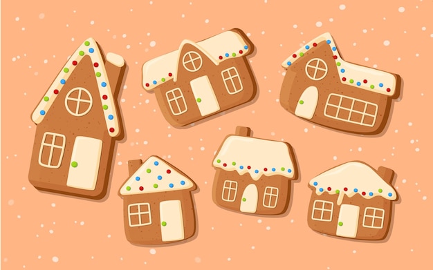Free vector flat design gingerbread house collection