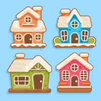 Free vector flat design gingerbread house collection