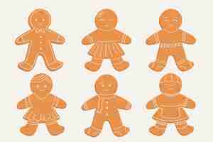 Free vector flat design gingerbread man cookie collection