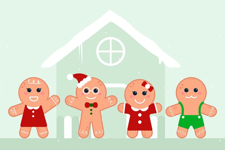 Free Vector flat design gingerbread man cookie collection