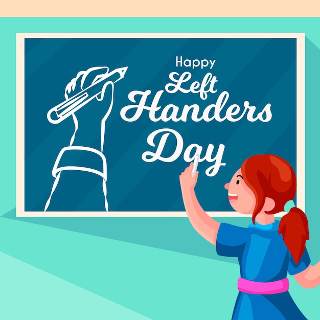 Free vector flat design girl writing on blackboard