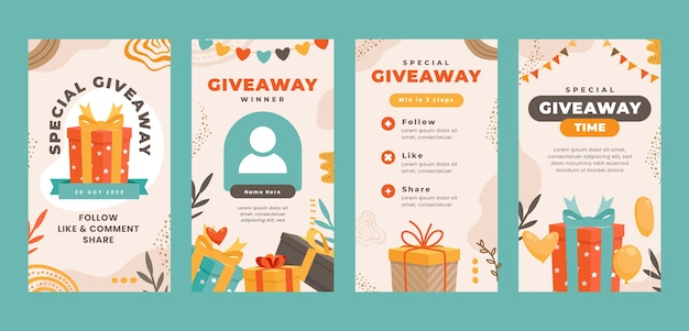 Flat design giveaway instagram template