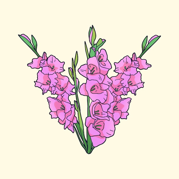 Flat design gladiolus illustration