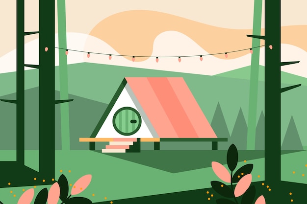 Vettore gratuito illustrazione glamping design piatto