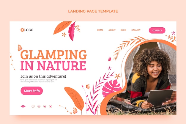 Free vector flat design glamping landing page template