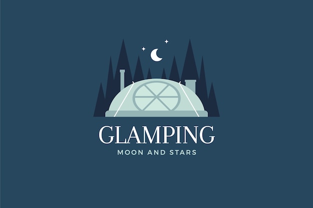 Free vector flat design glamping logo template