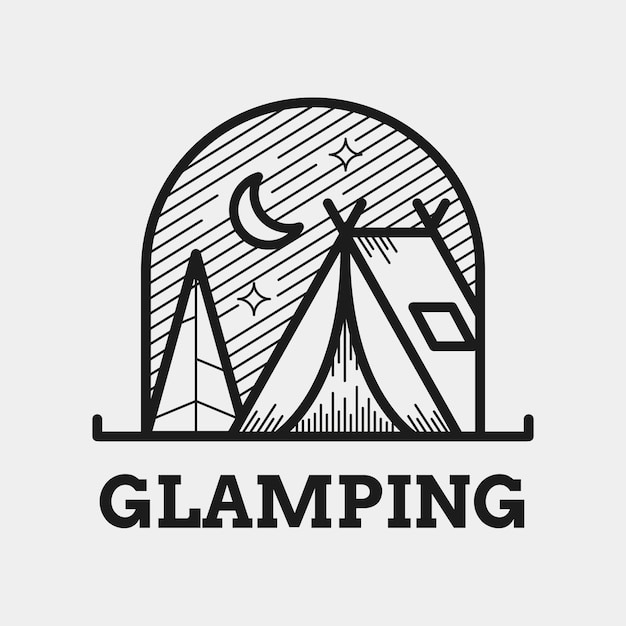 Logo glamping dal design piatto