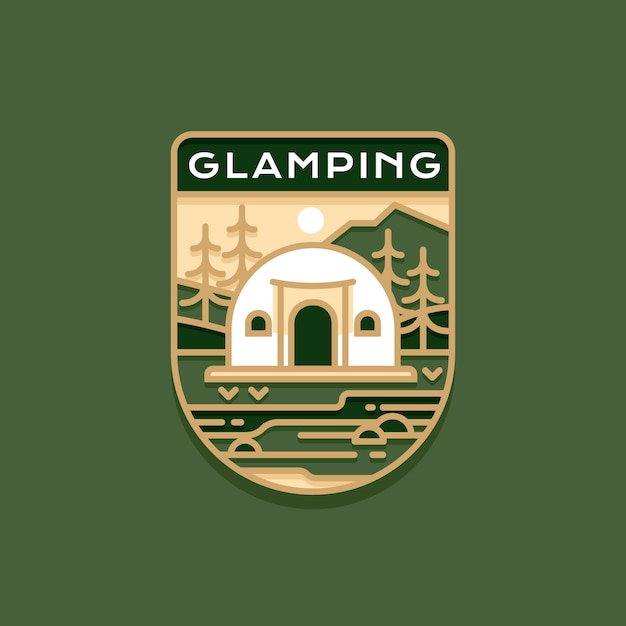 Logo glamping dal design piatto