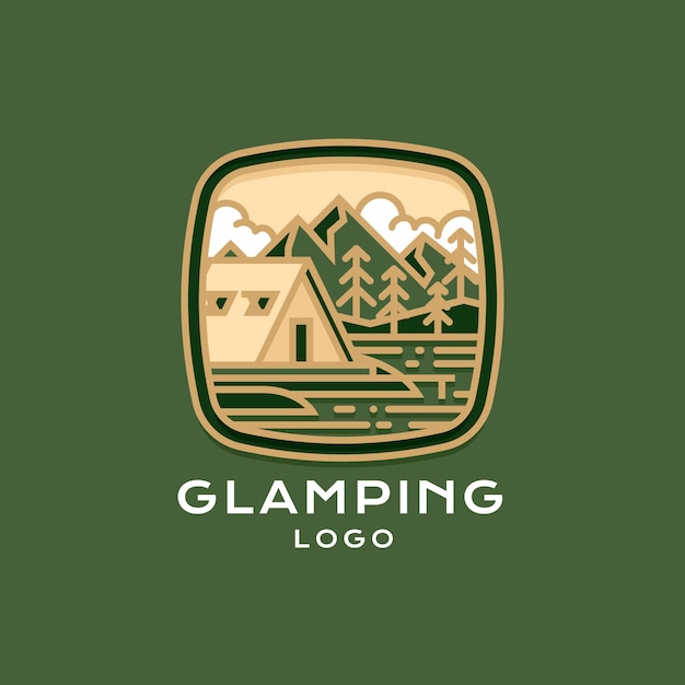 Logo glamping dal design piatto