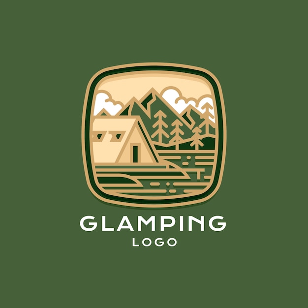 Flat design glamping logo