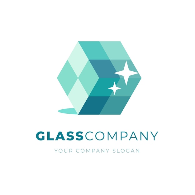 フラットデザインのガラスのロゴのテンプレート