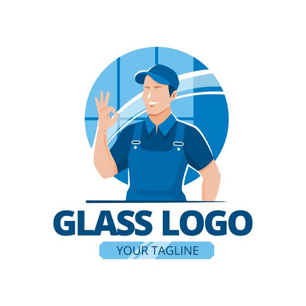 Flat design glass logo template