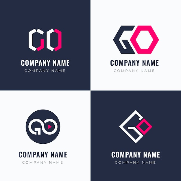 Flat design go logo template