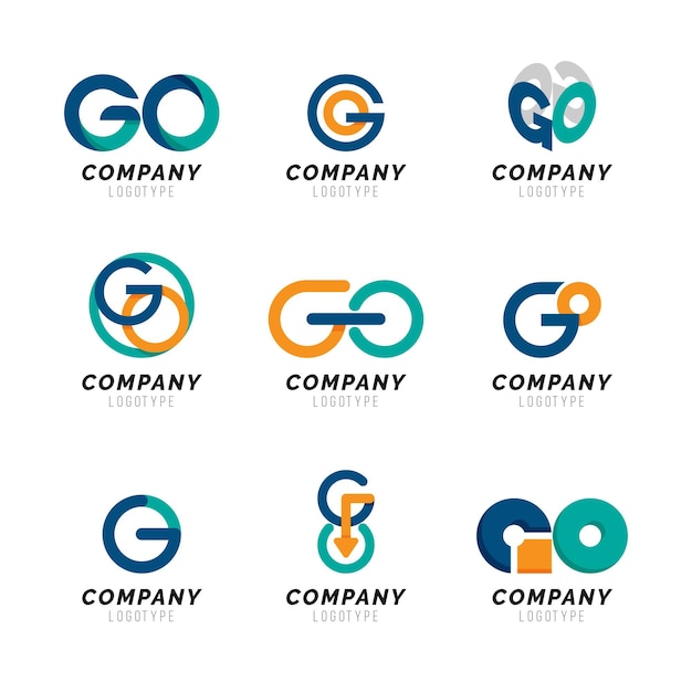 Flat design go logo template