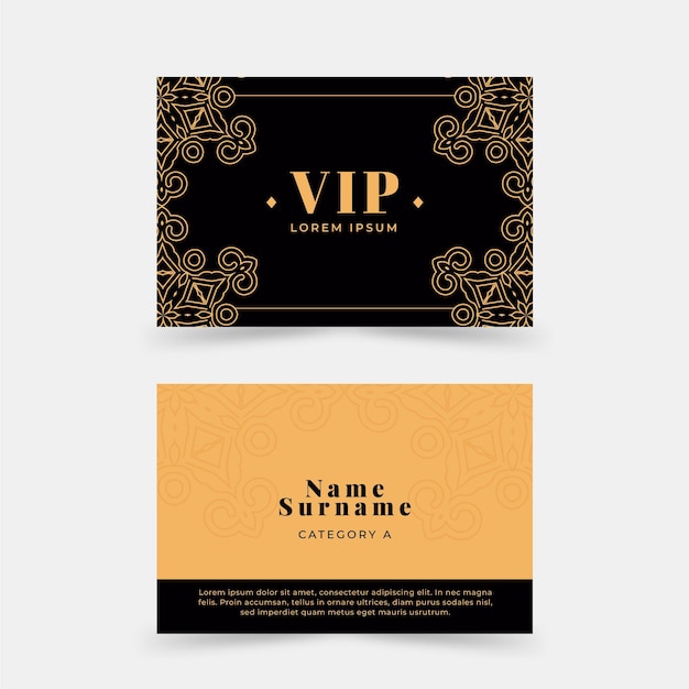 Free vector flat design golden details vip cards