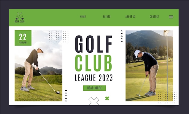 フラットなデザインのゴルフクラブのランディングページ
