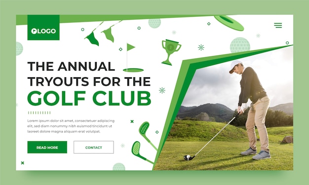 Целевая страница гольф-клуба с плоским дизайном