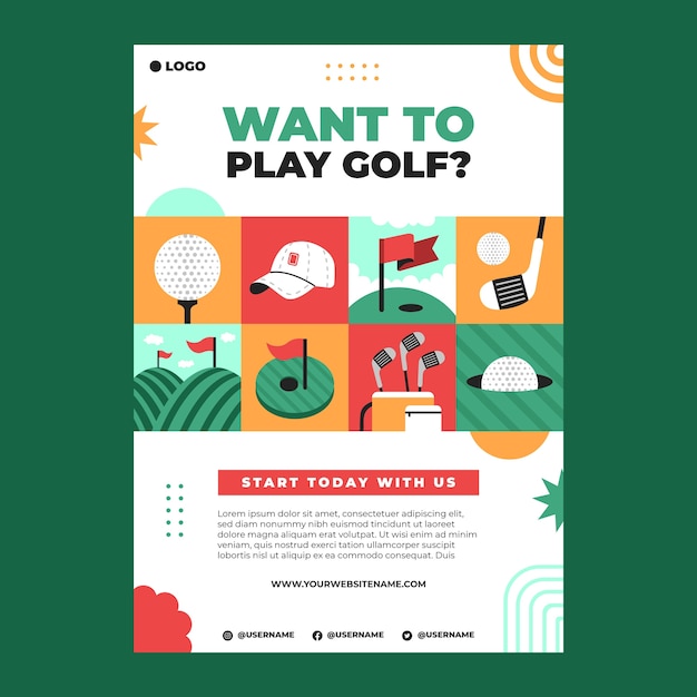 Free vector flat design golf club poster template