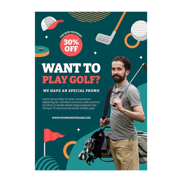 Free vector flat design golf club template