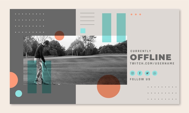 Free vector flat design golf club twitch background