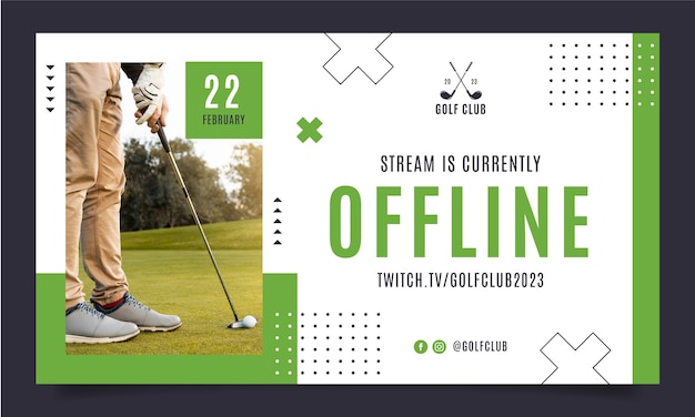 Free vector flat design golf club twitch background