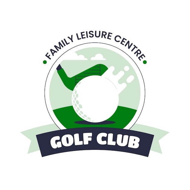 フラットなデザインのゴルフのロゴのテンプレート