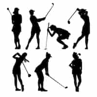 Free vector flat design golfer silhouette set