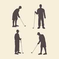 Free vector flat design golfer silhouettes