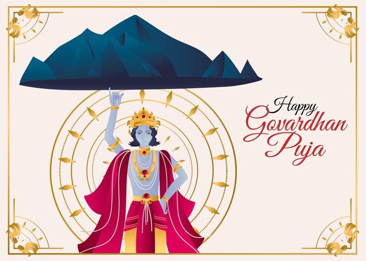 मुफ़्त वेक्टर flat design govardhan puja