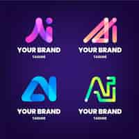 Free vector flat design gradient ai logo template pack