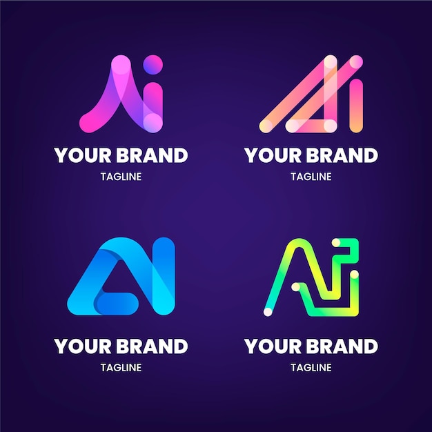 Flat design gradient ai logo template pack